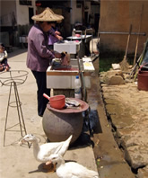 写真：家畜も一緒に生活している