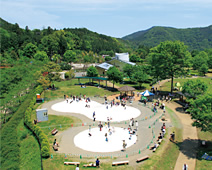 写真：賑わう宮ヶ瀬湖周辺地区の観光施設（県立あいかわ公園）