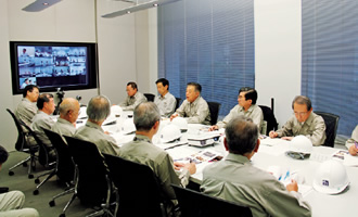 写真：昨年10月に行われたBCP訓練の様子。スポーツベット ブックメーカー 口コミ対策本部