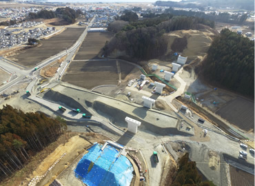 図版：野田ICの様子（ドローンによる撮影）